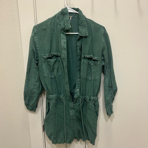 Green Utility Romper - Picture 1 of 4